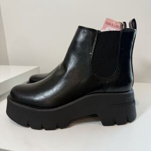 Sam & Libby Black Boots Chunky Heel Ankle Rubber Sole New Platform 9